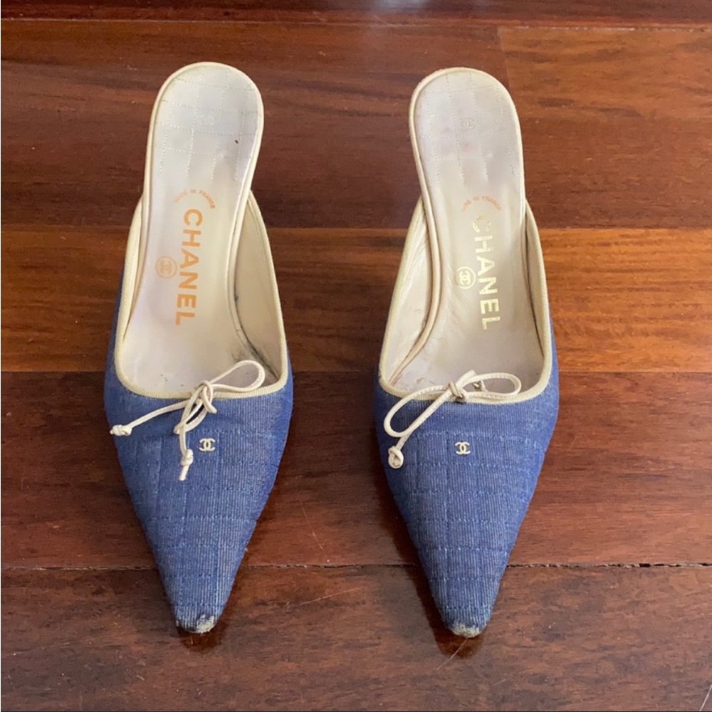 Chanel Mules Size 38 Jean and Tan Heels
